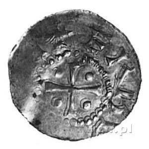 Bernhard II 1011-1059, denar, Aw: Dłoń, w otoku napis, ...