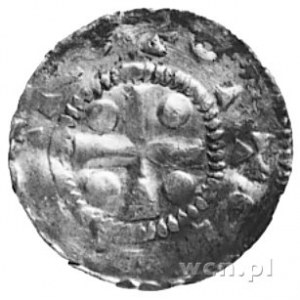 cesarz Otto II, denar, Aw: Krzyż, w polu cztery kulki, ...