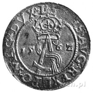 trojak 1562, Wilno, Aw: Monogram i napis, Rw: Pogoń i n...