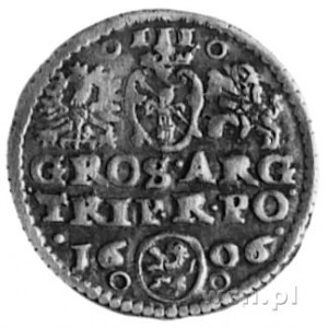 trojak 1606, Kraków, j.w., Kop.LIXK.3b -RR-, Wal.XCV R3...