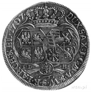 2/3 talara (gulden) 1707, Drezno, Aw: Popiersie i napis...