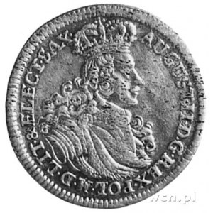 szóstak 1702, Lipsk, Aw: Popiersie i napis, Rw: Tarcze ...