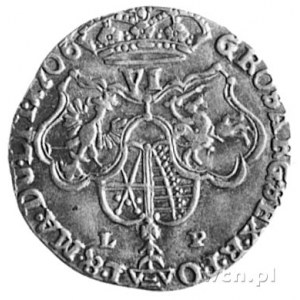 szóstak 1706, Grodno, Aw: Popiersie i napis, Rw: Tarcze...