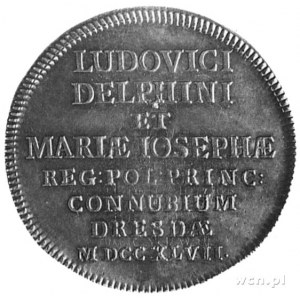 2/3 talara (gulden) 1747, Drezno, Aw: Napis, Rw: Pomnik...
