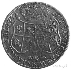 1/3 talara 1752, Drezno, Aw: Popiersie i napis, Rw: Tar...