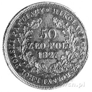 50 złotych 1827, Warszawa, Aw: Głowa i napis, Rw: Nomin...