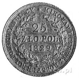 25 złotych 1829, Warszawa, Aw: Głowa w wieńcu i napis, ...