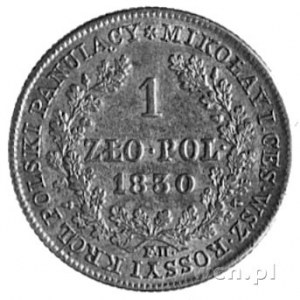 1 złoty 1830, Warszawa, Aw: Głowa i napis. Rw: Nominał ...