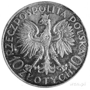 10 złotych 1933, Sobieski z napisem wypukłym PRÓBA, wyb...