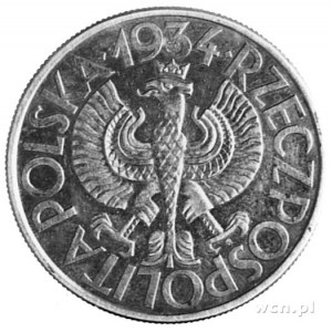10 złotych 1934, *klamry*, rant karbowany, wybito 100 s...