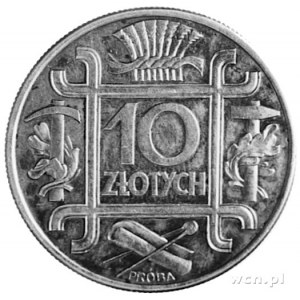 10 złotych 1934, *klamry*, rant karbowany, wybito 100 s...