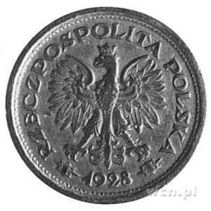 1 złoty 1928, Aw: Orzeł i napis, Rw: Nominał w wieńcu d...