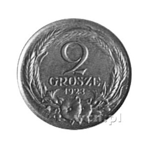 2 grosze 1923, awers i rewers jednakowe, wybito 125 szt...