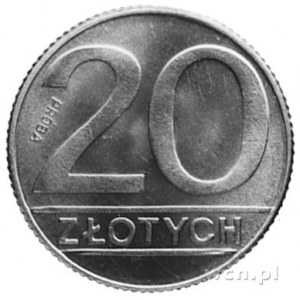 20 złotych 1989 z wypukłym napisem PRÓBA na rewersie; t...