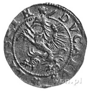 szeląg 1572, Dahlen, Aw: Nominał i napis, Rw: Gryf i na...