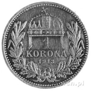 1 korona 1913, Krzemnica, Aw: Głowa i napis, Rw: Wienie...