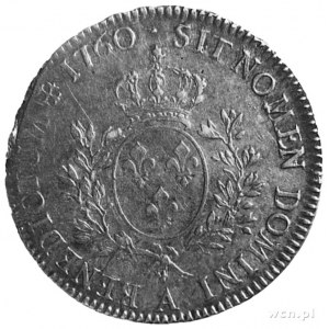 ecu 1760, Paryż, Aw: Głowa w lewo, w otoku napis, Rw: H...