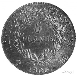 5 franków 1806, Strassburg, Aw: Głowa, w otoku napis, R...