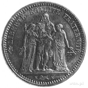 5 franków 1870, Paryż, Aw: Grupa Herkulesa i napis, Rw:...