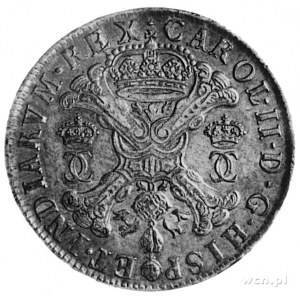 patagon 1687, Bruksela, Aw: Krzyż Burgundzki, korona, m...