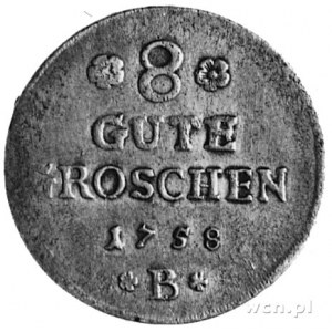 8 Gute Groschen 1758, Aw: Popiersie Wiktora Fryderyka w...