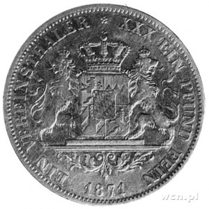 talar 1871, Monachium, Aw: Głowa króla Ludwika II, poni...