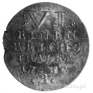 1/6 talara 1757, Aw: Popiersie Fryderyka II, w otoku na...