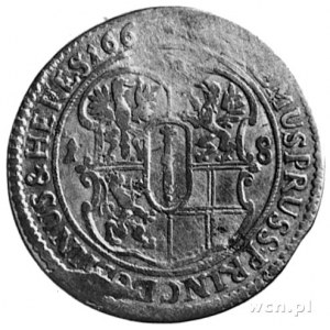 ort 1665, Królewiec, Aw: j.w., Rw: Tarcza herbowa, w ot...