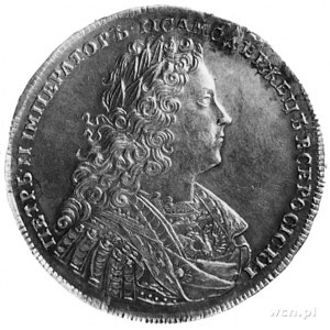 Piotr II 1727-1730, rubel 1728, Moskwa, Aw: Popiersie w...