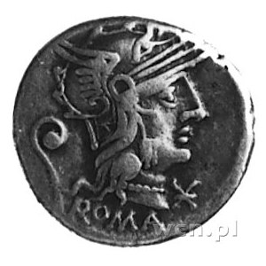 C. Servilius M.f. (136 p.n.e.), denar, Aw: Głowa Romy w...