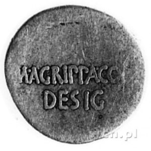 Marek Agryppa, denar (38 p.n.e.), Aw: Głowa Augusta w p...