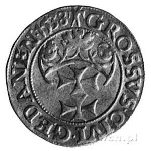 grosz 1538, Gdańsk, Aw: Popiersie i napis, Rw: Herb Gda...