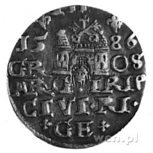 trojak 1586, Ryga, j.w., Kop.1.7 -r-, Gum.814