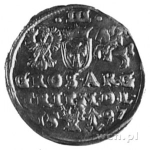 trojak 1597, Wilno, Aw: j.w., Rw: Herby i napis, Kop.II...