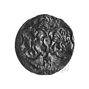 denar 1624, Łobżenica, Aw: Monogram, Rw: Tarcza herbowa...