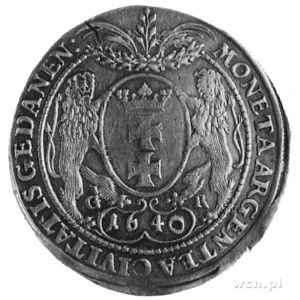 półtalar 1640, Gdańsk, Aw: Popiersie i napis, Rw: Herb ...