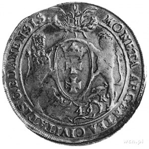 talar 1649, Gdańsk, Aw: Popiersie i napis, Rw: Herb Gda...