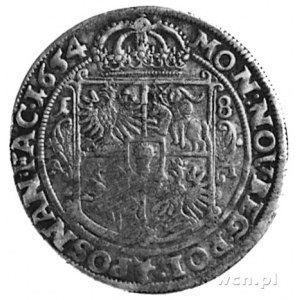 ort 1654, Poznań, Aw: Popiersie i napis, Rw: Tarcza her...