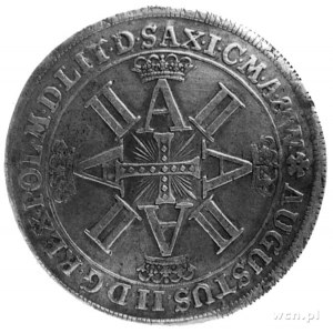 talar 1702, Lipsk, Aw: Krzyż z monogramem i napis, Rw: ...