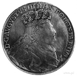 talar 1754, Lipsk, Aw: Popiersie i napis, Rw: Tarcza he...