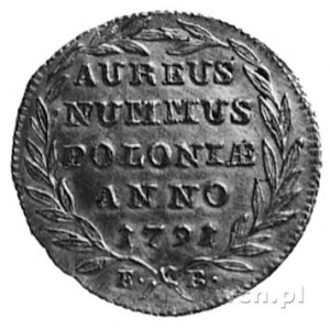 dukat 1791. Warszawa, Aw: Głowa i napis, Rw: Wieńce i n...