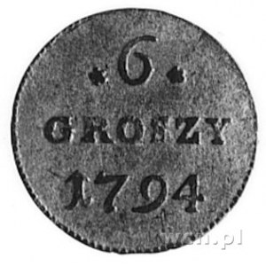 6 groszy 1794, Warszawa, j.w., odmiana: AUGUTUS , Plage...