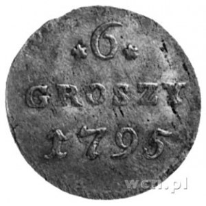 6 groszy 1795, Warszawa, j.w., Plage 212, moneta rzadka...
