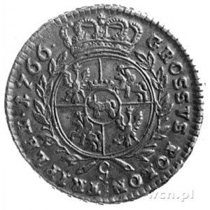 trojak 1766, Kraków, Aw: Popiersie w zbroi, Rw: Tarcza ...