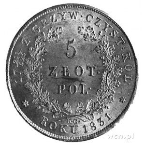 5 złotych 1831, Warszawa, Aw: Tarcza herbowa i napis, R...