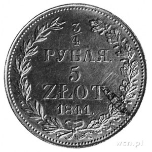 3/4 rubla=5 złotych 1841, Warszawa, j.w., Plage 368, wa...