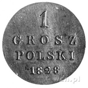 1 grosz 1828, Petersburg, Aw: Orzeł carski, Rw: Nominał...