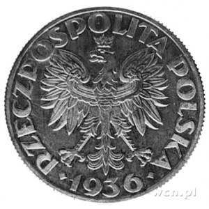 5 złotych 1936 Żaglowiec z napisem wypukłym PRÓBA, sreb...