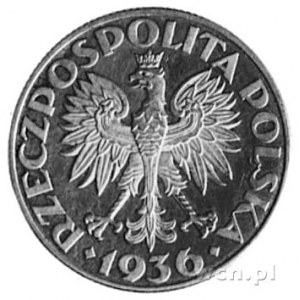 2 złote 1936 Żaglowiec z wypukłym napisem PRÓBA, srebro...