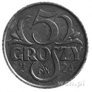 5 groszy jak moneta obiegowa, na rewersie data 12.IV.24...